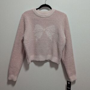 NWT Guess Light Pink Bow Jacquard Sweater - $89 Retail